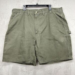 Carhartt Mens Rugged Canvas Olive Green Cargo Carpenter Shorts Sz 44 Relaxed Fit